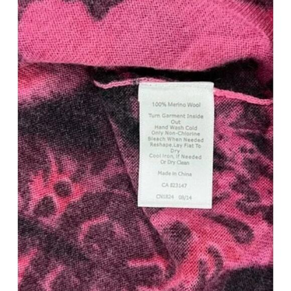 Talbots 100% Merino Wool Floral Long Sleeve Shirt Sweater Light Roses - Picture 4 of 6